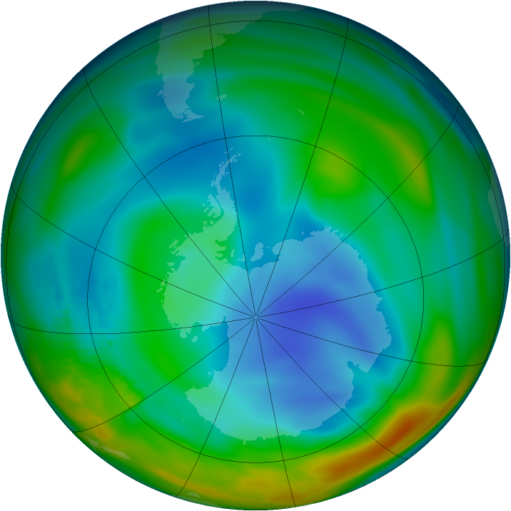 Antarctic ozone map for 24 July 1996